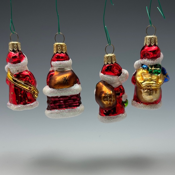 Festive Santa Claus Glass Ornaments Set - Red and White - Picture 2 of 12